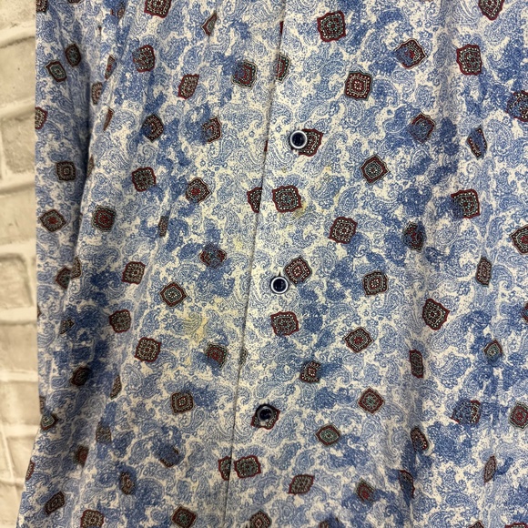 Robert Graham Light Blue Paisley Embroidered Flip Cuff Dress Shirt Mens SMALL - Picture 3 of 8
